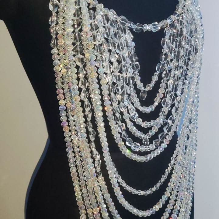 Halter beaded hollow out backless cut out top