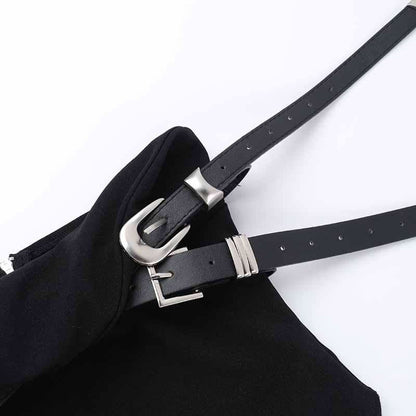 Buckle zip-up solid tube top