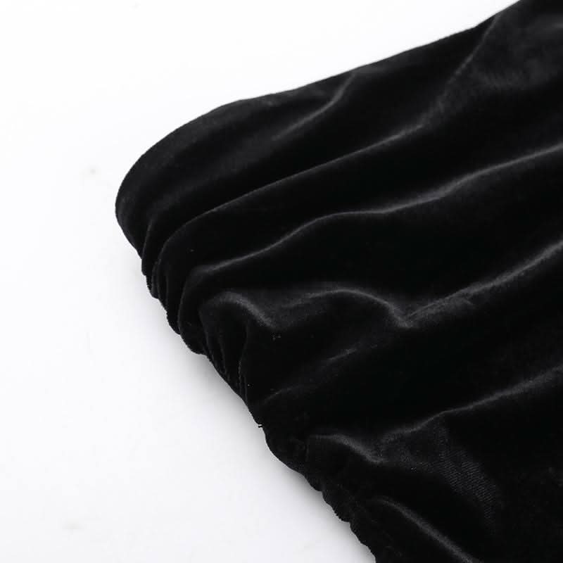 Ruched velvet mesh patchwork tube midi dress