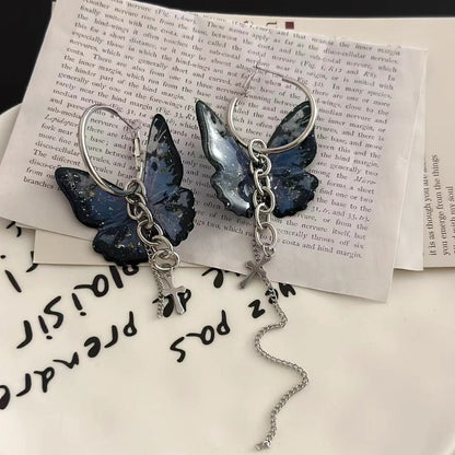 Butterfly cross o ring 1 pair earrings