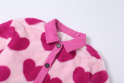 Turnover collar buttoned furry coat