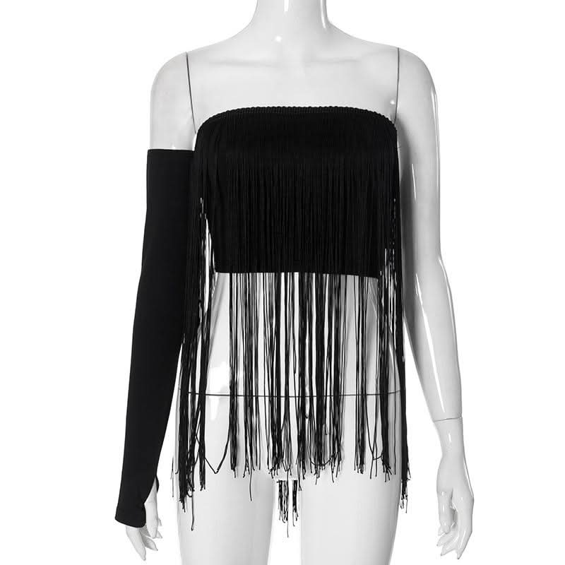 Tassels solid backless tube top