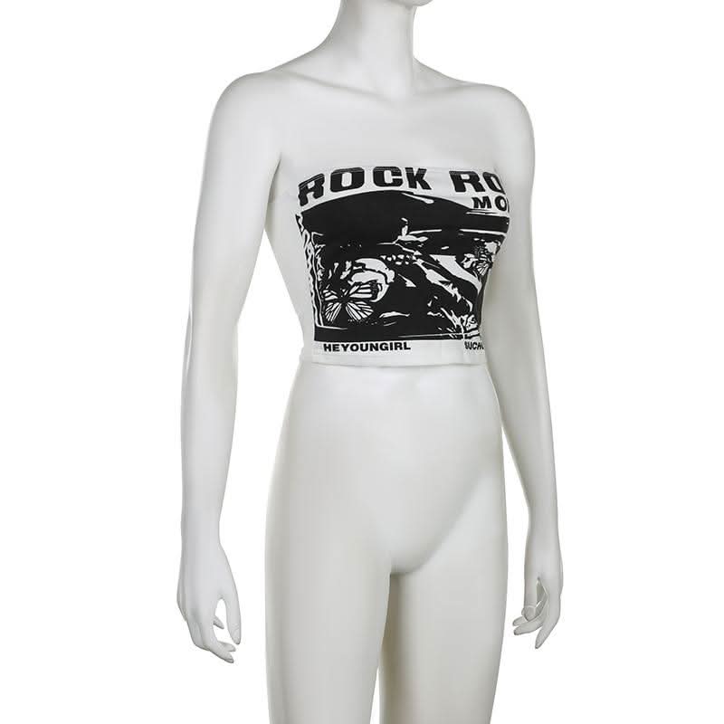 Butterfly print backless tube top