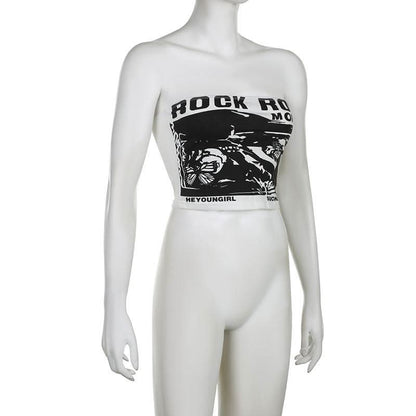 Butterfly print backless tube top