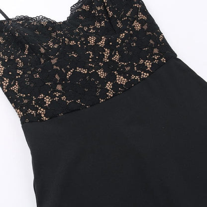 Lace patchwork v neck backless cami maxi dress