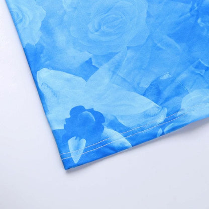 Cowl neck contrast print backless lace up cami maxi dress