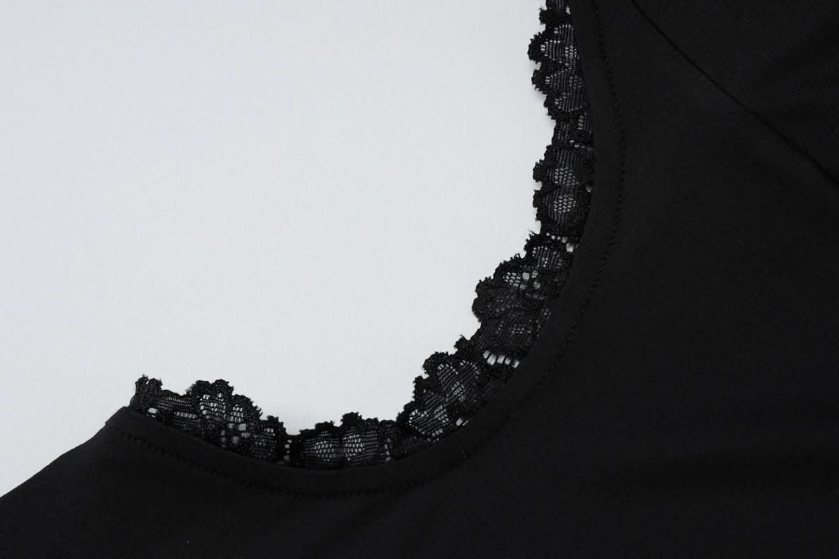 One shoulder o ring lace hem backless maxi dress