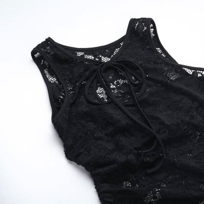 Sleeveless lace hollow out cut out maxi dress