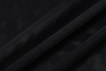 Halter drawstring sheer mesh see through slit backless maxi dress