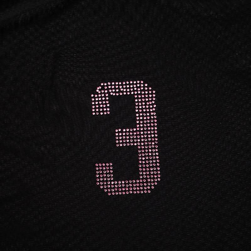 Long sleeve crewneck mesh beaded top