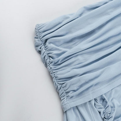 Long sleeve off shoulder irregular ruched top