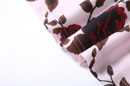 Flower print low cut spaghetti strap contrast lace up backless midi dress