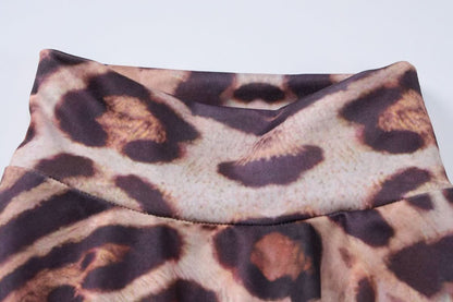 Leopard print long sleeve high neck mini dress