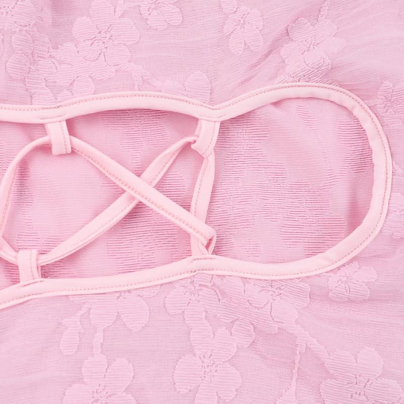 Crewneck long sleeve lace up flower pattern maxi dress