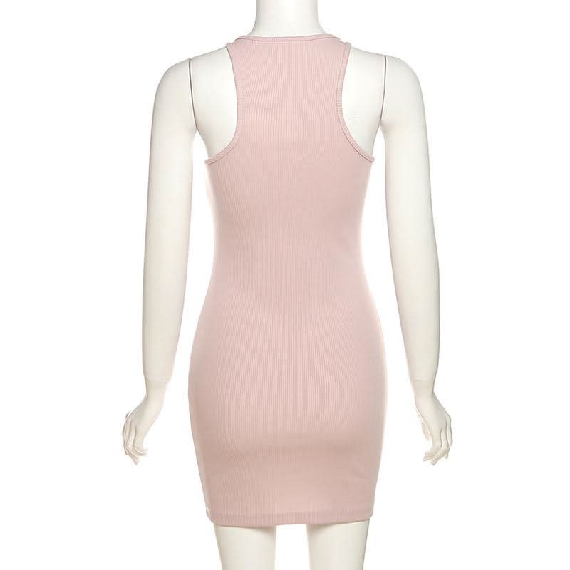 U neck solid cami mini dress