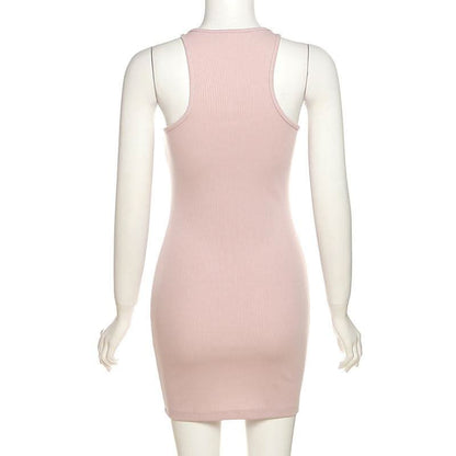 U neck solid cami mini dress
