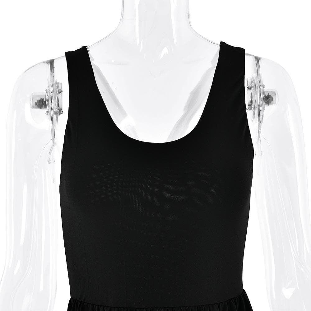 U neck ruched contrast cross back backless cami maxi dress