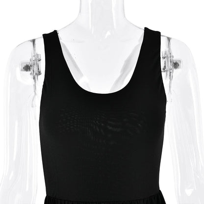 U neck ruched contrast cross back backless cami maxi dress