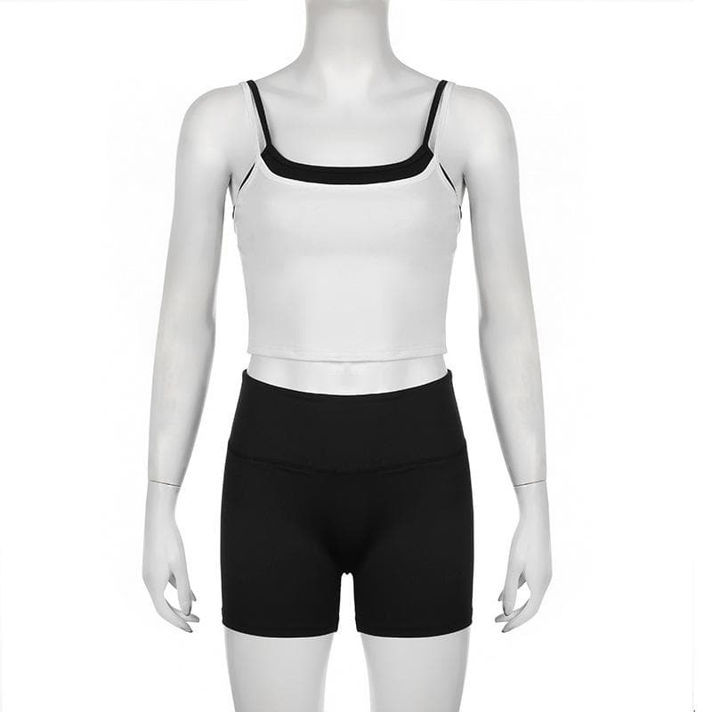 U neck contrast 2 piece cami pant set