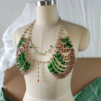 Halter beaded hollow out backless crop cut out top