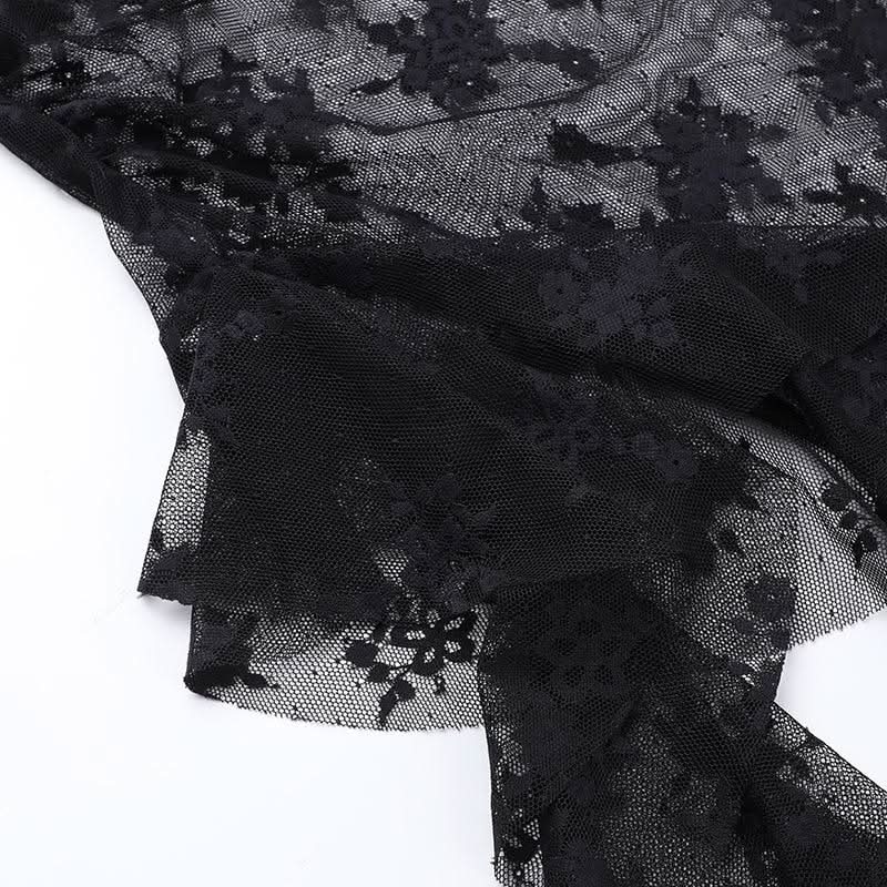 Lace cross applique irregular tube mini dress