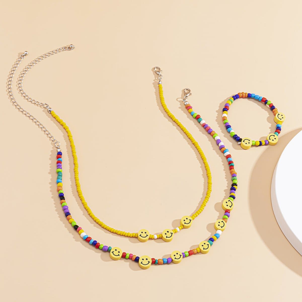 Multicolor beaded 3 pcs necklace