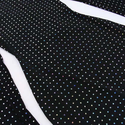Rhinestone Grid Long Sleeve Keyhole Bow Tie Front Cutout Maxi Dress