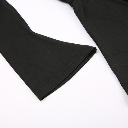 Cowl neck solid long flared sleeve hoodie 2-way top