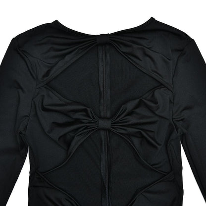Long sleeve hollow out ruched solid jumpsuit