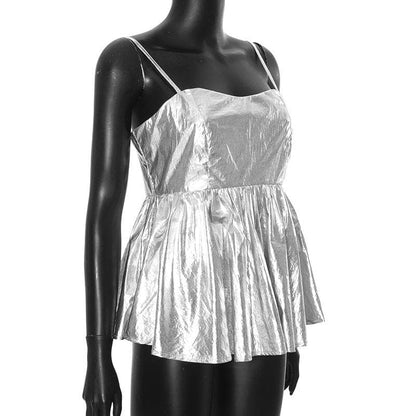 Ruched metallic sweetheart neck cami top