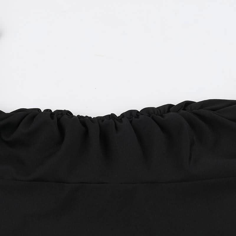 Ruched long flared sleeve v neck solid mini dress