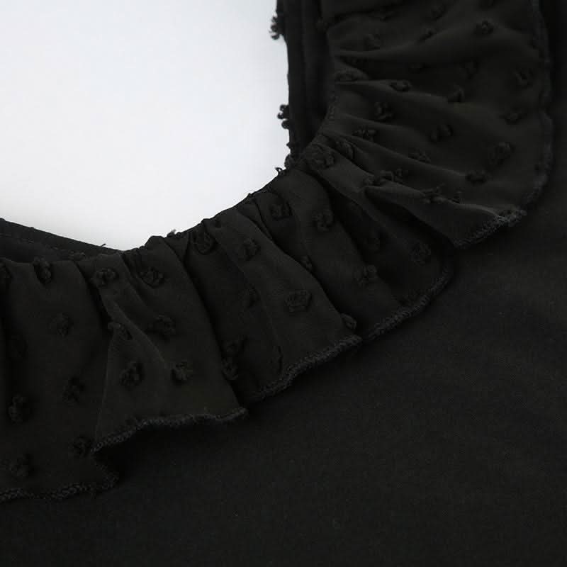 Long sleeve ruffle mesh patchwork top