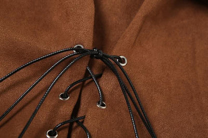 Off shoulder long sleeve lace up zip-up top