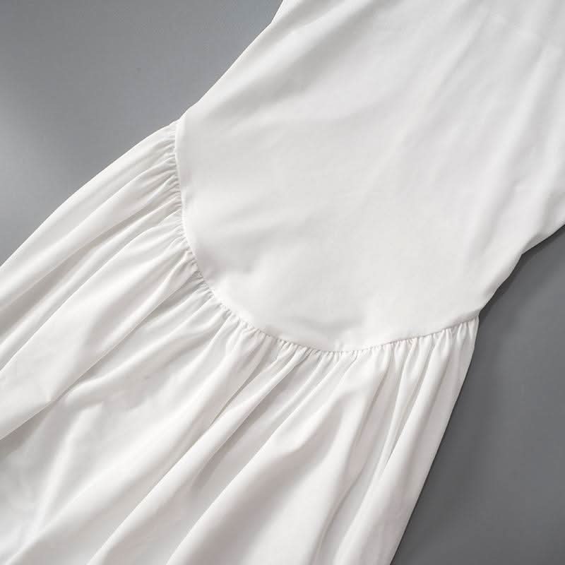 High neck long sleeve ruched maxi dress