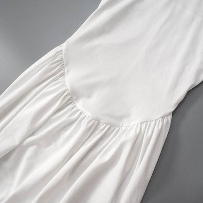 High neck long sleeve ruched maxi dress