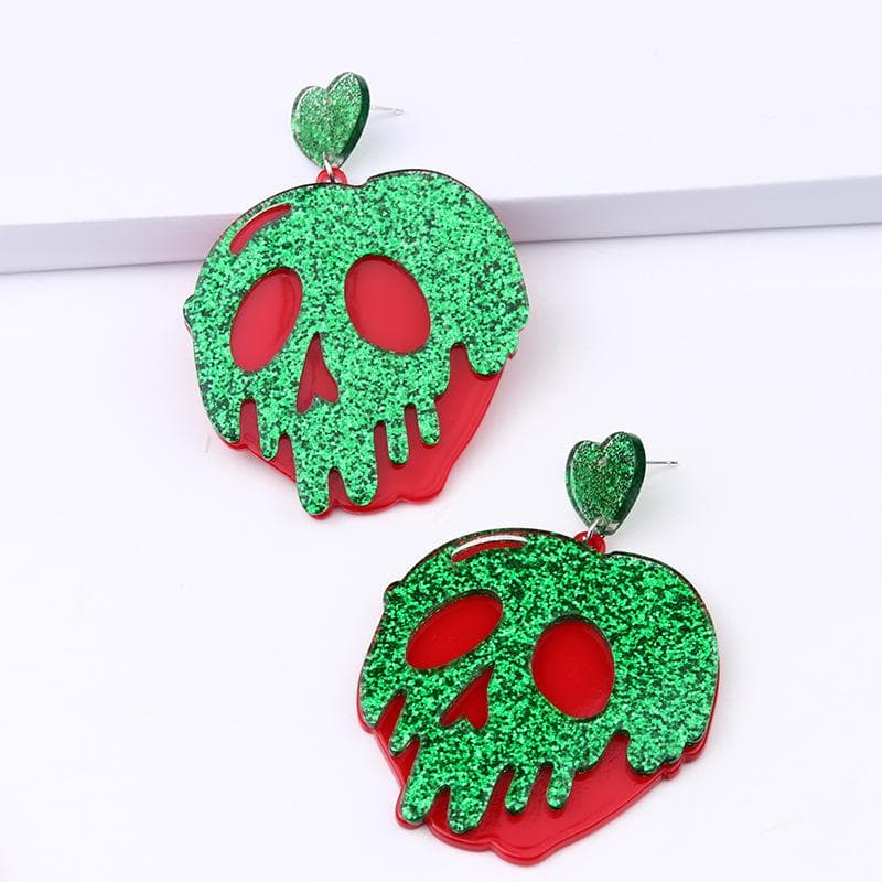 Skull shape contrast drop earrings