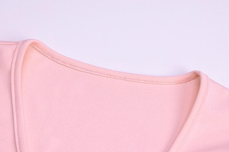 Feather knotted mesh see through long sleeve crop top