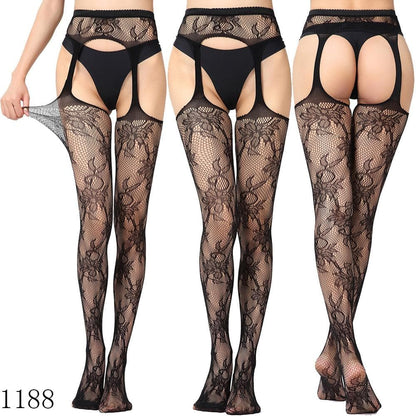 High waist suspender fishnet garter tights pantyhose