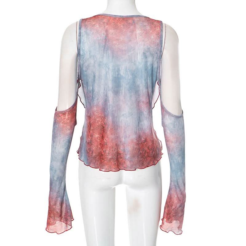 Cowl neck off shoulder ruffle top
