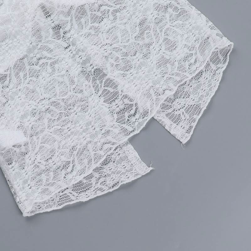 Lace slit ruched bowknot spaghetti strap top