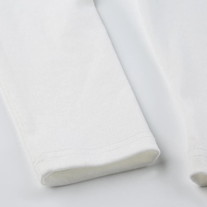 Bowknot pattern contrast long sleeve crewneck top