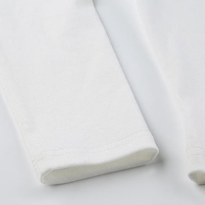 Bowknot pattern contrast long sleeve crewneck top