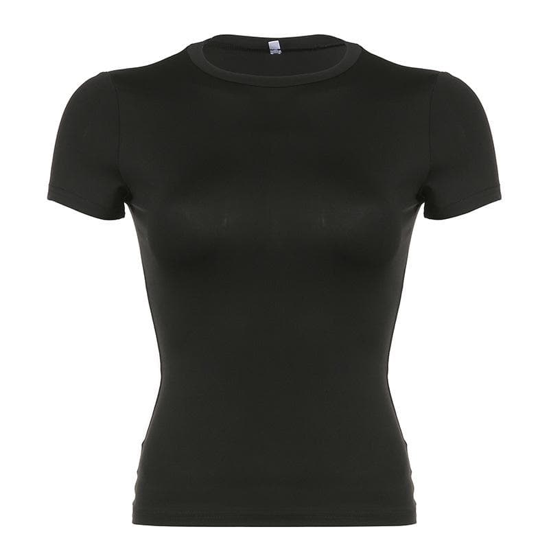 Short sleeve crewneck solid top