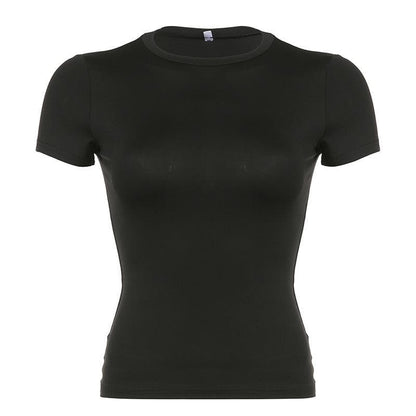 Short sleeve crewneck solid top