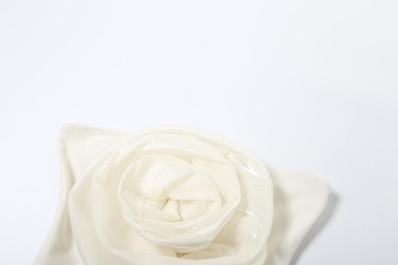 Flower applique backless solid tube top