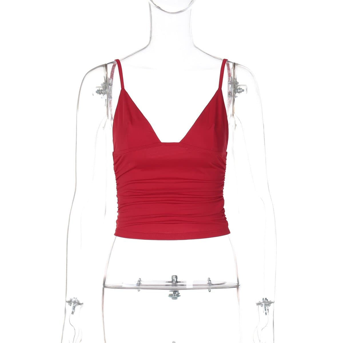 Ruched backless solid crop top