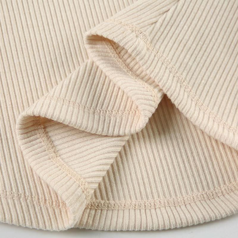 Round neck long sleeve lace ribbed solid top