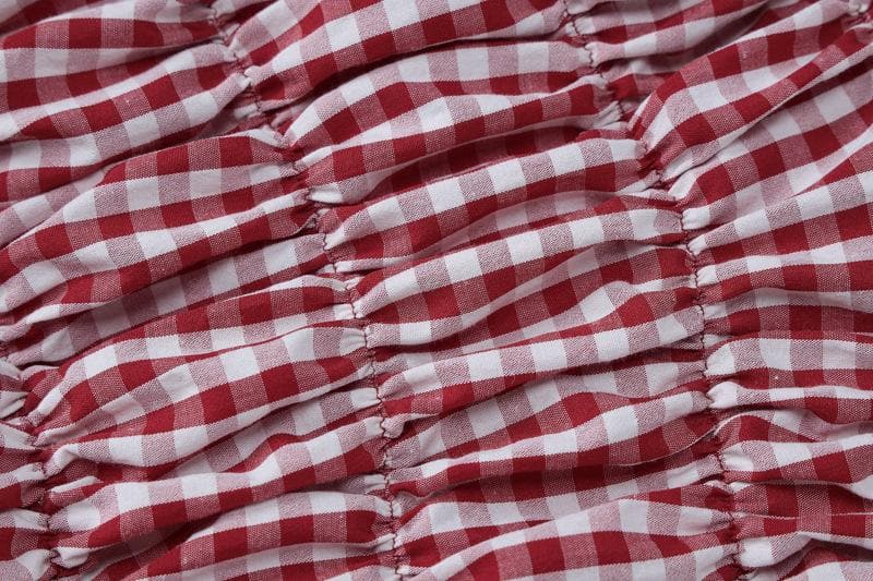 Plaid print smocked cami pant set