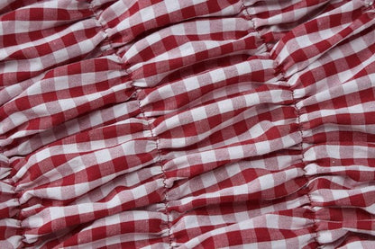 Plaid print smocked cami pant set