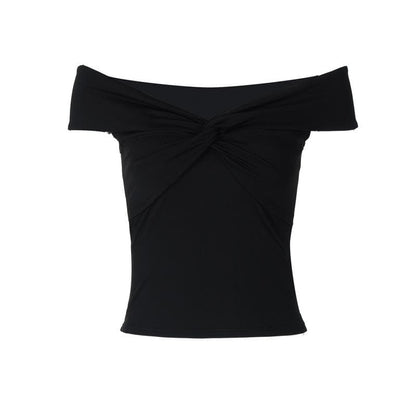 Short sleeve off shoulder ruched top